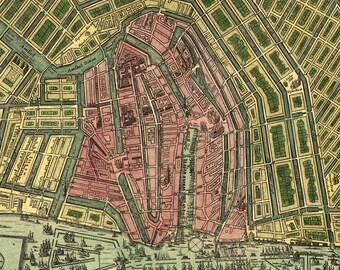 1727 年のオランダ、アムステルダムの地図 (オランダ語)。ビンテージ