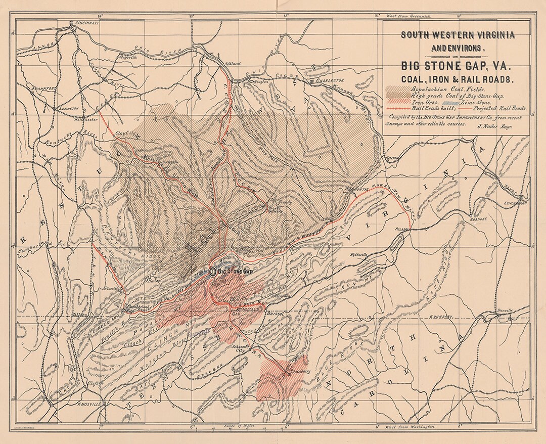 Map of Big Stone Gap, Va., and Its Relation to the South Appalachian