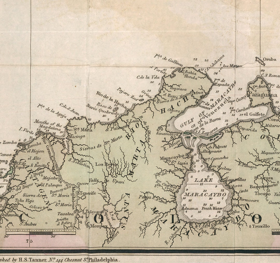Kaart van de WestIndische Eilanden WestIndië en Etsy België