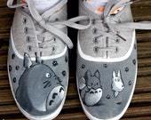 Studio Ghibli My Neighbour Totoro Inspired Shoes. Hand Painted Custom  Shoes featuring Totoro, Chuu Totoro, Chibi Totoro and Soot Sprites.