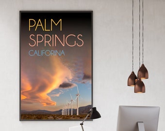 Palm Springs Poster / Windmill / Above Bed Decor / Wall Decor / California Artwork / Inspiring Wall Art / Palm Springs Art / Wind Turbine