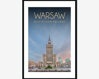 Warsaw Poland / Palace of Culture and Science Poster / Warsaw Attraction / Above Bed Decor / Inspiring Travel Photos / Warsaw at Dusk