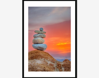 Stacked Rock Photo / Zen Photography / Equilibrium / Inspiring Photo / New Age Decor / Coastal California / Asymmetric Art / A Quiet Place