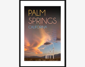 Palm Springs Poster / Windmill / Above Bed Decor / Wall Decor / California Artwork / Inspiring Wall Art / Palm Springs Art / Wind Turbine