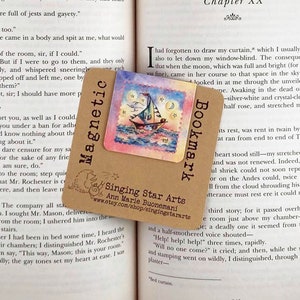 ladybug sailing on the sea magnetic bookmark, unique sailboat magnet page marker, cute whimsical book lover gift, reader & book worm gift