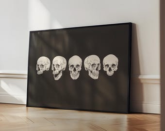 halloween printable wall art | skeleton print | halloween decor | spooky poster | horiztonal wall art | kikiandnim | digital download