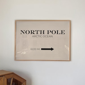Affiche de Noël humoristique | Panneau du pôle Nord | Décoration de Noël scandinave | Art de Noël | Décoration murale de Noël | kikiandnim | Impression numérique