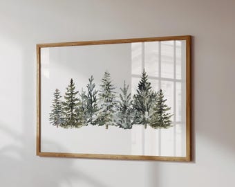 christmas tree print | winter landscape | pine tree art | farmhouse christmas wall art | winter wall art | kikiandnim | printable wall art