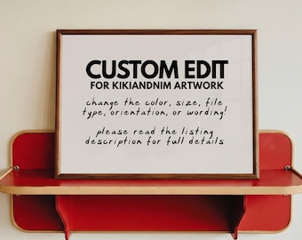Custom Art Print Edit Add-On | Personalized Wall Art | Printable Wall Art Customization | KIKIANDNIM (Digital Download)