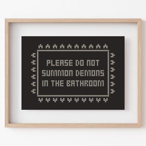 halloween bathroom decor | halloween bathroom wall art | gothic home decor | funny art | cross stitch wall art | kikiandnim | digital print image 4