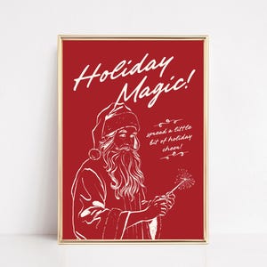 retro santa wall art | vintage christmas print | holiday art | christmas poster | christmas decor | kikiandnim | digital print | printable