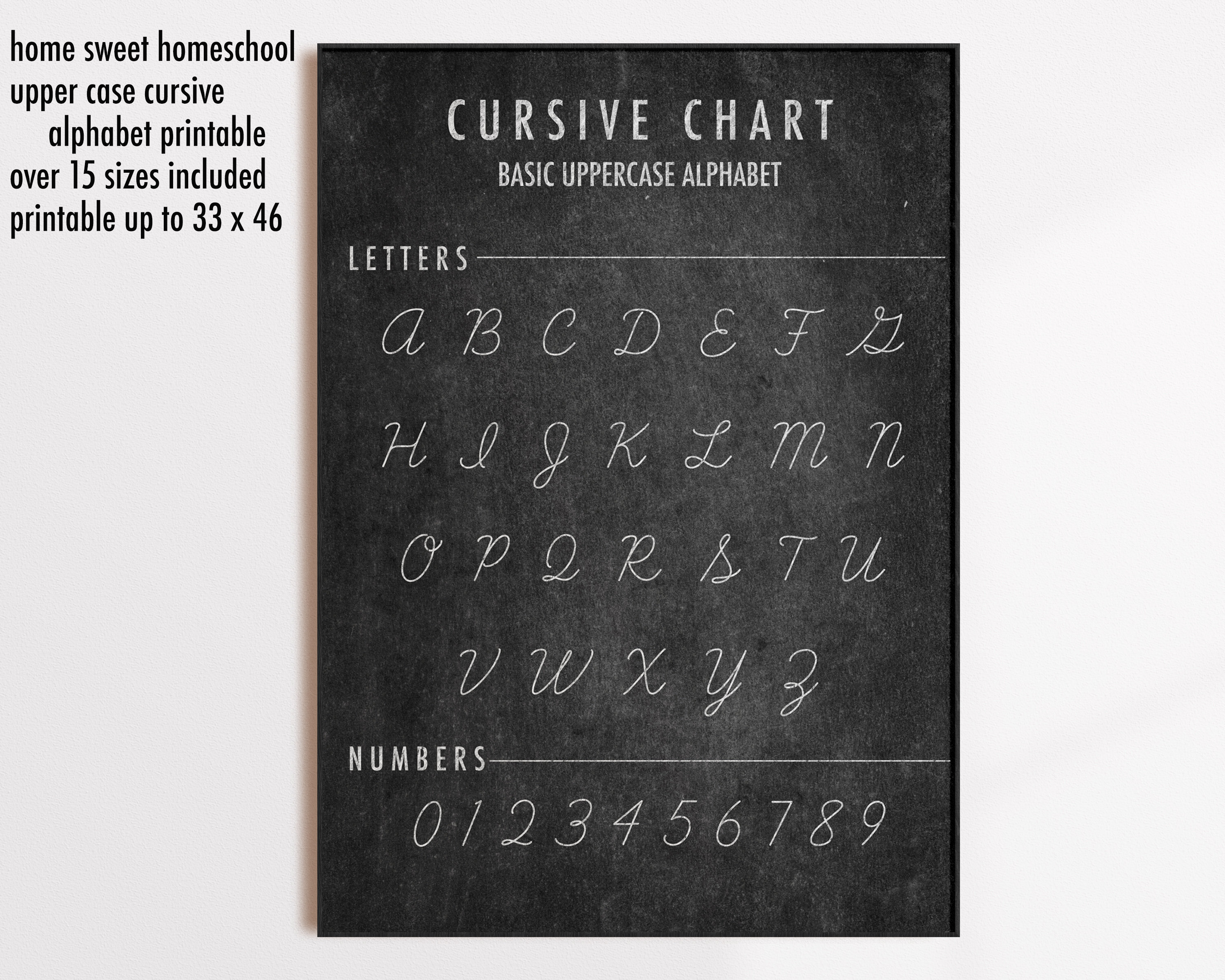 Cursive chart printable cursive alphabet poster alphabet | Etsy