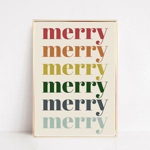 merry merry merry | colorful christmas art | modern holiday | christmas wall art | christmas wall decor | kikiandnim | printable wall art