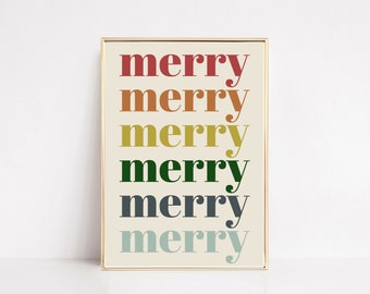 merry merry merry | colorful christmas art | modern holiday | christmas wall art | christmas wall decor | kikiandnim | printable wall art