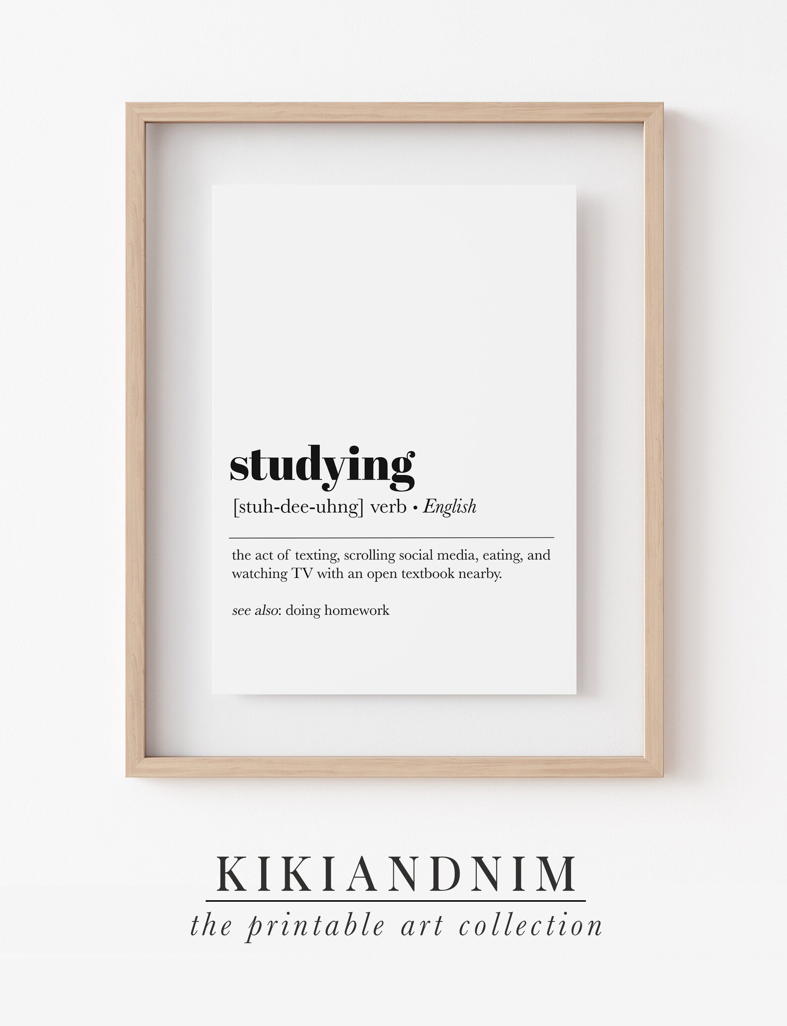 Study Definition Print | Studying Print | Teen Wall Art | Gift for ...
