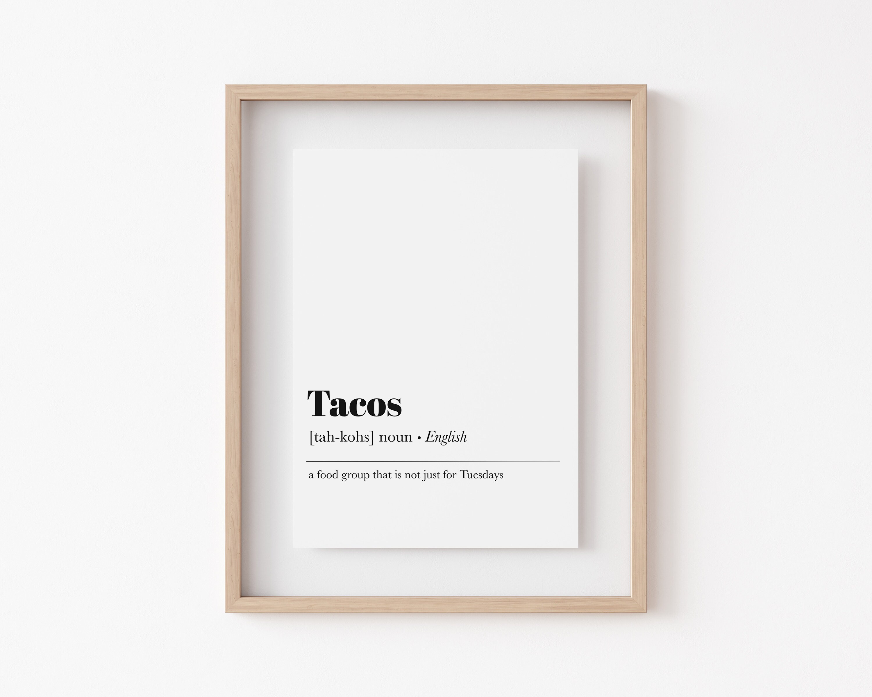 Tacos Definition Print Kitchen Printable Wall Art Tacos Etsy