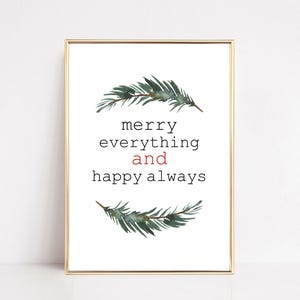 merry everything and happy always wall art | christmas wall art | modern holiday decor | christmas  print | kikiandnim | digital download