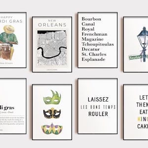 mardi gras decor | set of 16 PRINTABLES | mardi gras decorations | mardi gras printable wall art | laissez les bon temps rouler | kikiandnim