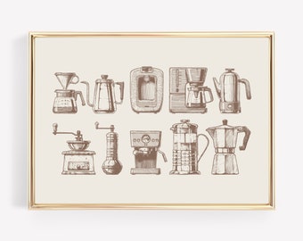 coffee wall art | modern coffee print | coffee maker print | coffee bar art | coffee poster | coffee printable | cafe art | digital download