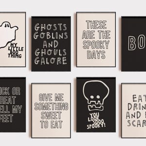 Minimalist Halloween Gallery Wall Art Prints | Spooky Home Decor | Set of 8 Prints (Digital Download)