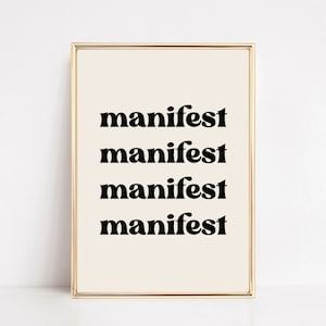 manifest wall art | retro print | affirmation wall art | manifest poster | law of attraction prints | mindfulness print | digital download