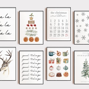 Decoración navideña acogedora / 20 imprimibles de arte mural navideño / impresiones navideñas / decoraciones navideñas / arte mural de invierno / descarga digital