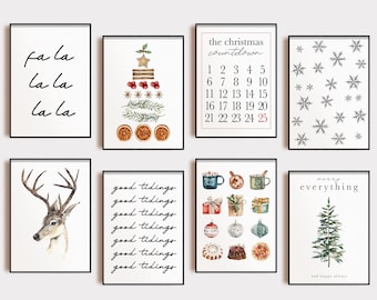 cozy christmas decor | 20 christmas wall art printables | christmas prints | christmas decorations | winter wall art | digital download
