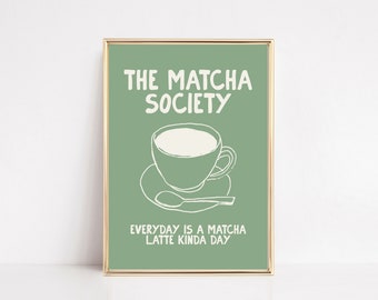 matcha wall art | aesthetic kitchen print | sage green wall art | matcha lover gift | trendy kitchen decor | kikiandnim | digital print