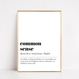 office wall art | common sense definition | funny home office decor | work from home printable | dorm decor | digital download