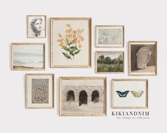 light academia decor | set of 9 prints | vintage gallery wall art set | victorian wall art | antique print | kikiandnim | printable wall art