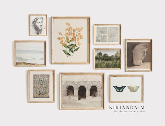 light academia decor | set of 9 prints | vintage gallery wall art set | victorian wall art | antique print | kikiandnim | printable wall art