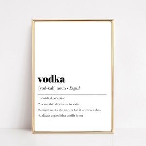 vodka definition print | bar art | bar cart decor | vodka art | vodka decor | bar accessories | bar printable wall art | digital download