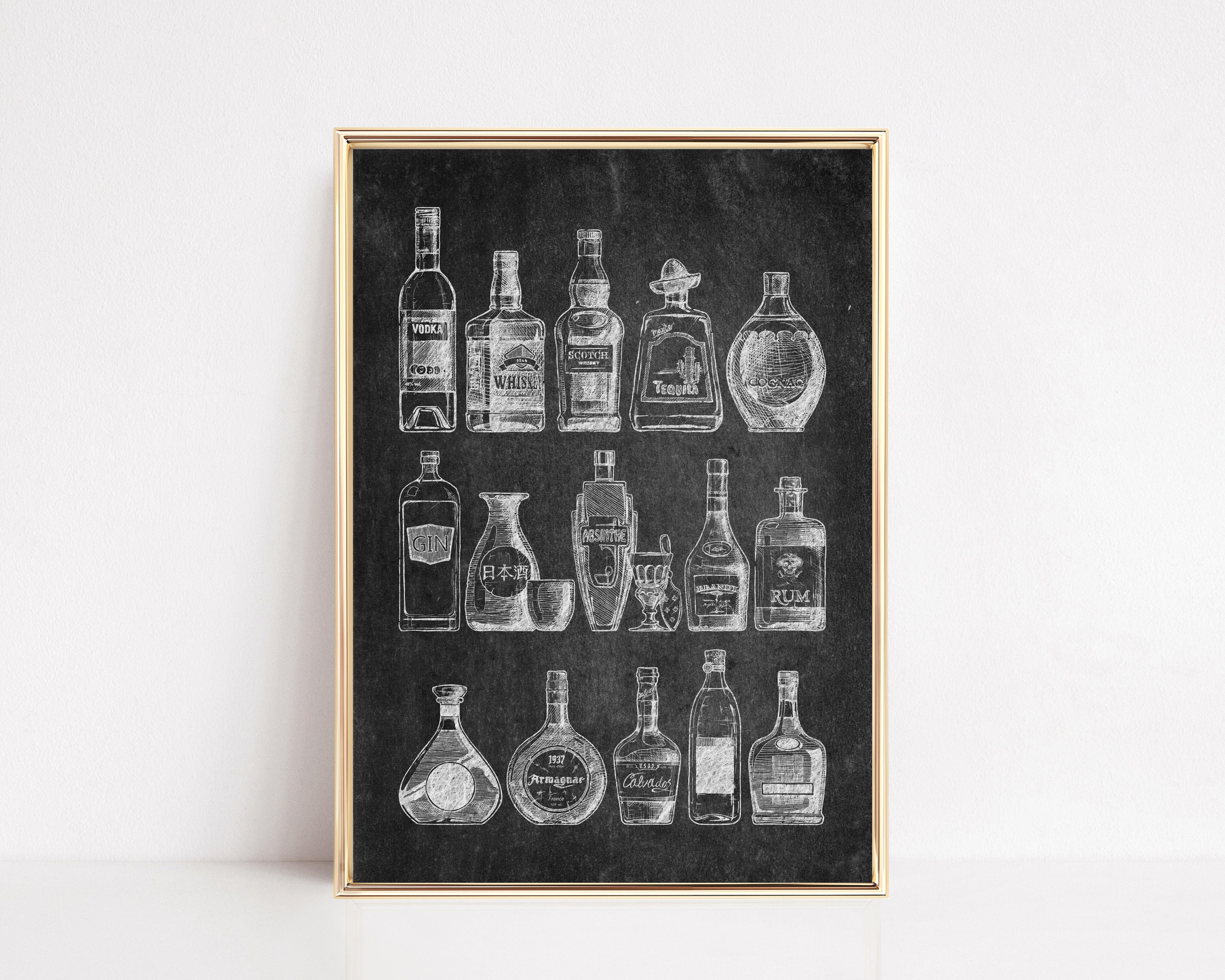 Bar Art Gallery Wall Set of 10 Prints Bar Cart Art Etsy Australia