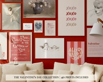 valentines day prints mega bundle | 40 VALENTINES PRINTABLES | valentines day decor | valentines wall art | kikiandnim | printable wall art