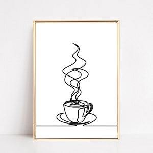 kitchen print | line drawing | line art print | coffee bar printable | coffee bar art | tea wall art | neutral prints | digital download
