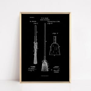 Broom Patent Print | Witchy Wall Art | Vintage Halloween Decor | Spooky Art (Digital Download) image 1