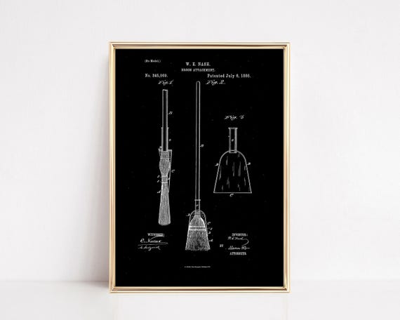 Broom Patent Print | Witchy Wall Art | Vintage Halloween Decor | Spooky Art (Digital Download)