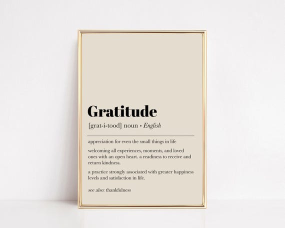 Gratitude Definition Art Print | Inspirational Wall Decor (Digital Download)