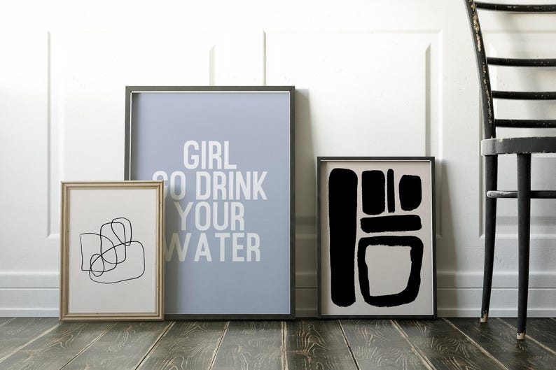 funny kitchen decor | drink your water print | home office decor | home gym wall art | minimalist printable wall art | digital download image 4
