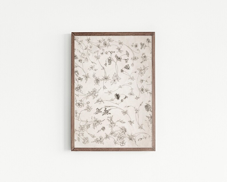 light academia decor | cottagecore print | vintage floral wall art | antique botanical art print | kikiandnim | printable wall art image 5