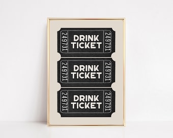 drink ticket print | retro bar cart print | drink ticket poster | trendy wall art | bar cart decor | bar art | kikiandnim | digital print