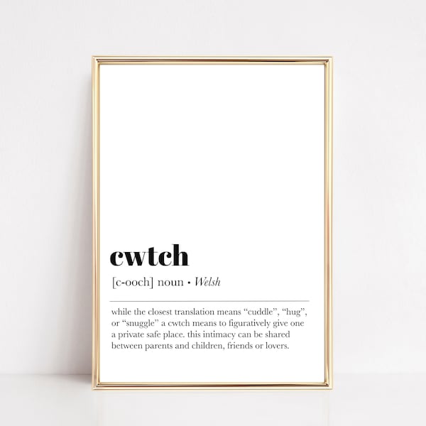 cwtch definition print | welsh sayings | welsh print | minimal home decor | minimalist poster | kikiandnim | digital download