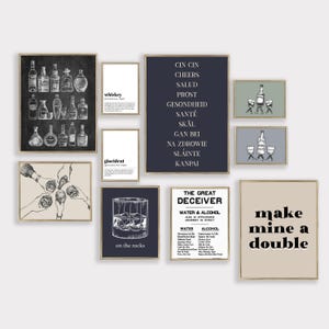 Bar Art Gallery Wall Print Set | Whiskey Theme (Digital Download)