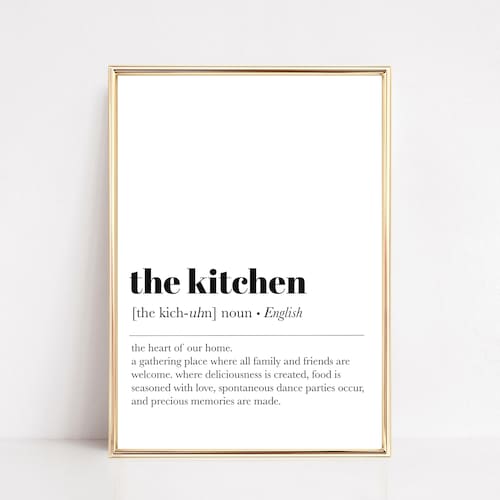 Kitchen Definition Print Kitchen Printable Wall Art Etsy