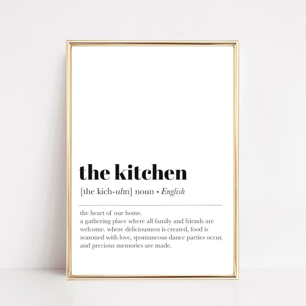 impresión de definición de cocina / arte de pared imprimible de cocina / impresión de cocina / cartel de cocina / arte minimalista / impresión mínima / descarga digital