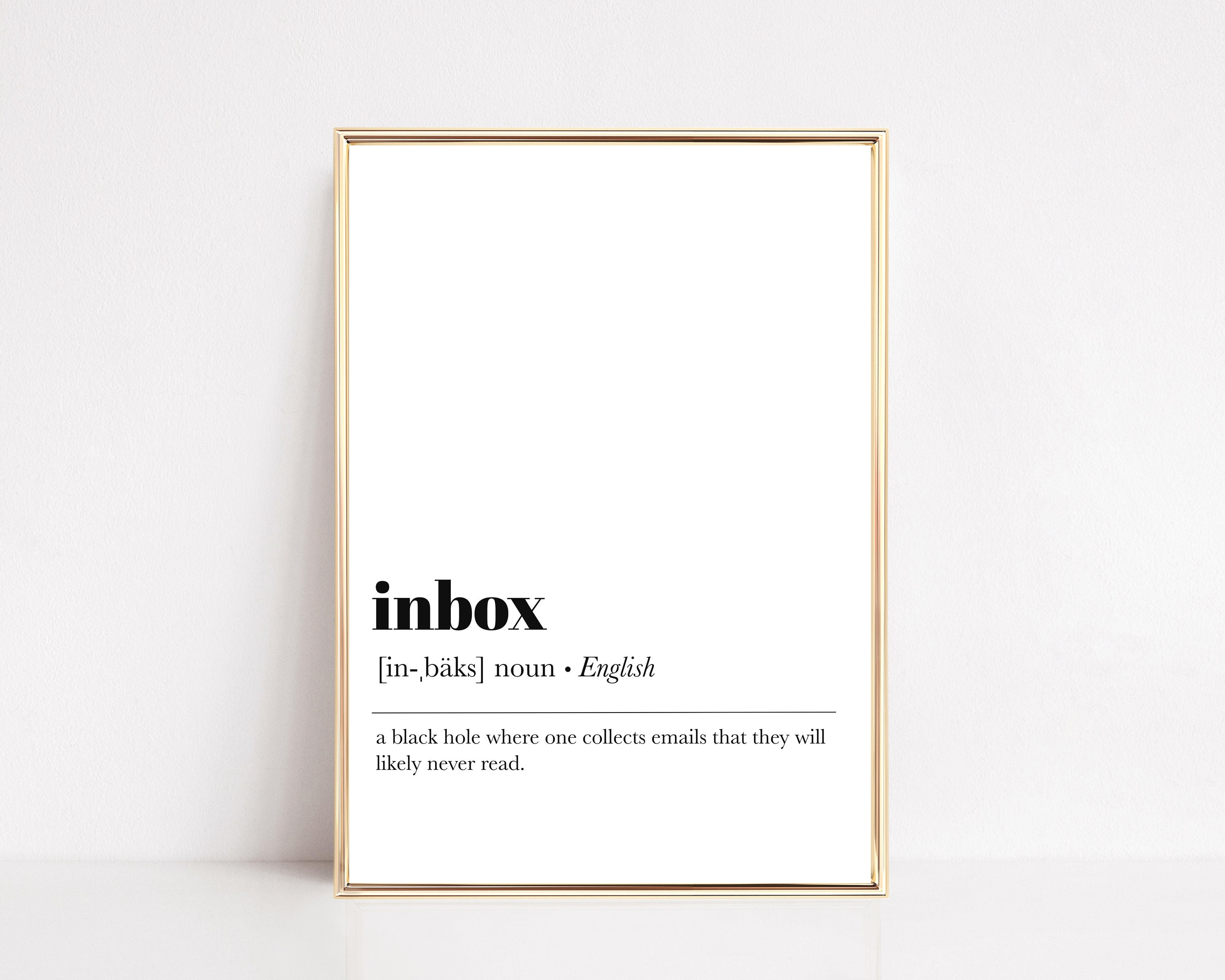 Funny home office sign inbox definition print office wall Etsy