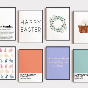 easter decor | 20 easter PRINTABLES | happy easter print | easter bunny decor | easter wall art | MEGA bundle printable gallery wall set