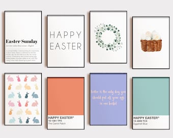 easter decor | 20 easter PRINTABLES | happy easter print | easter bunny decor | easter wall art | MEGA bundle printable gallery wall set