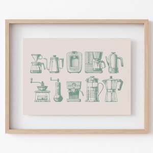 coffee bar decor | sage wall art | coffee wall art | cute kitchen decor | coffee print | coffee poster | kikiandnim | printable wall art image 4