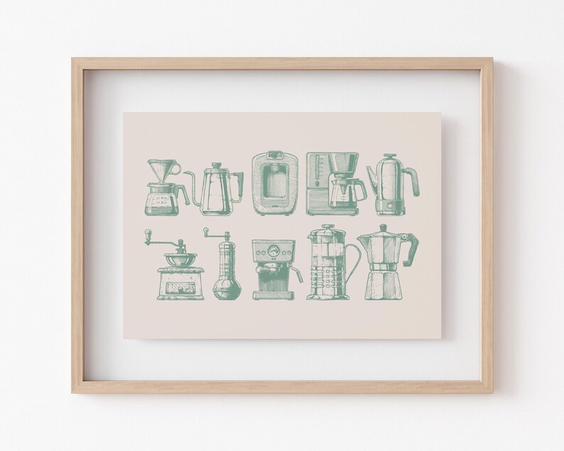 coffee bar decor | sage wall art | coffee wall art | cute kitchen decor | coffee print | coffee poster | kikiandnim | printable wall art image 4